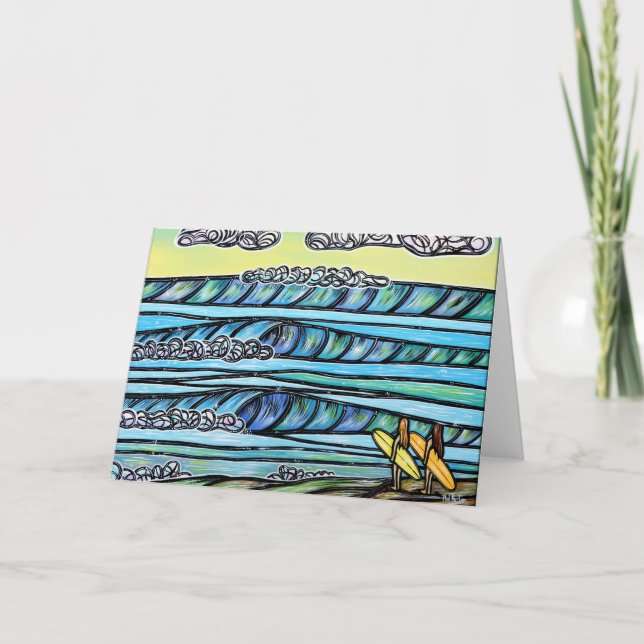 Girls Liebe zum Surfen Grußkarte Karte (Vorderseite)