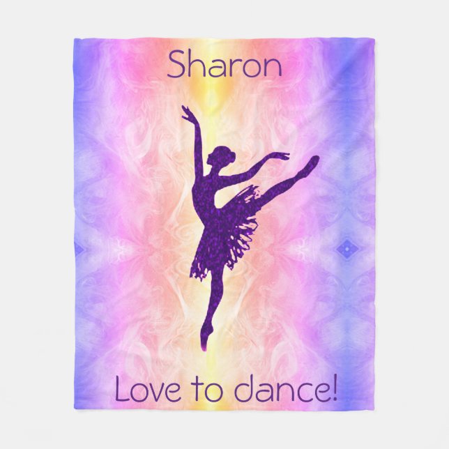 Girls Liebe zum Tanzen Ballerina Personalisiert Fleecedecke (Vorderseite)