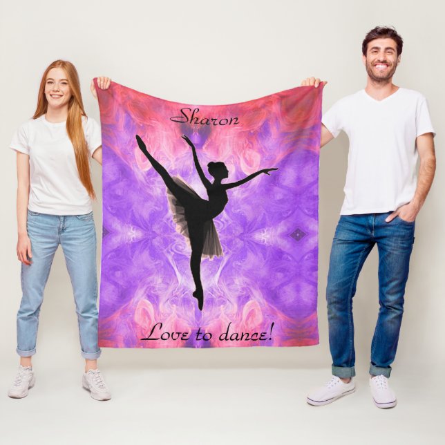 Girls Liebe zum Tanzen Ballerina Personalisiert Fleecedecke (Beispiel)
