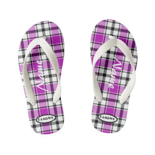 Girls Lila Karierte HAMbWG Flip Flops