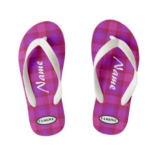 Girls Lila Karierte HAMbWG Flip Flops