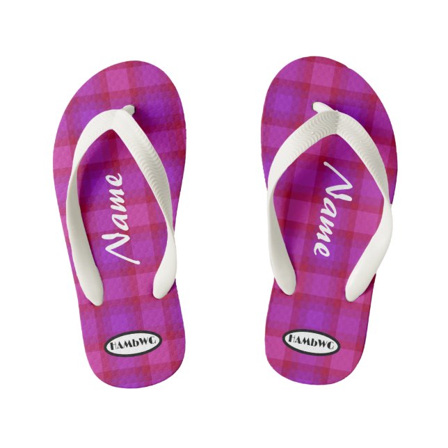 Girls Lila Karierte HAMbWG Flip Flops (Fußbett)