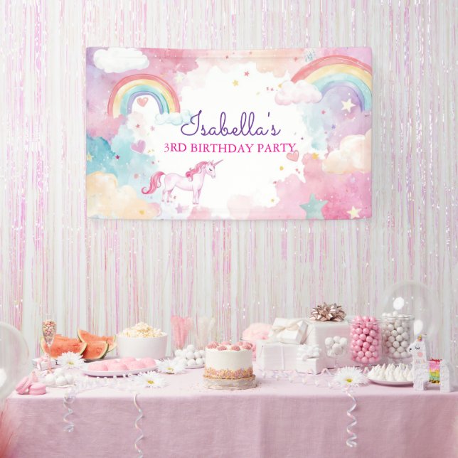 Girls Magical Unicorn Rainbow Birthday Party Banner (Party)