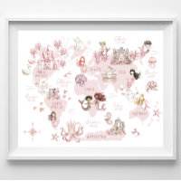 Girls Magical World Map, Pink Mermaids und Burgen