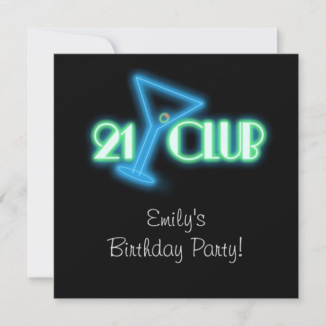 Girls Martini 21. Geburtstag Einladung (Vorderseite)