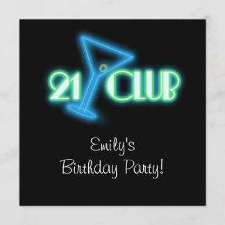 Girls Martini 21. Geburtstag Einladung
