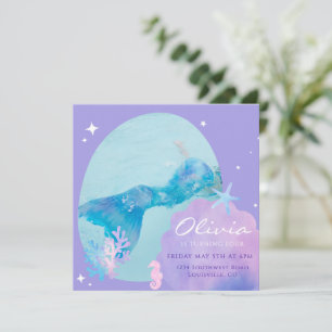 Girls Meerjungfrau Schwanz unter dem Meer Einladun