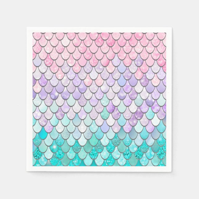 Girls Mermaid Birthday Party Napkins Serviette (Vorderseite)