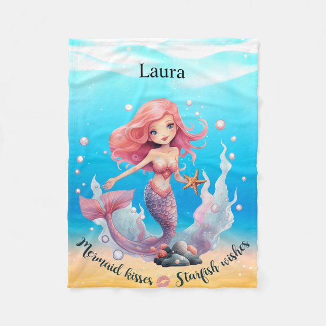 Girls Mermaid Fleece Blanket (Vorderseite)