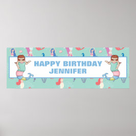Girls Mermaid Geburtstag Personalisiert Poster