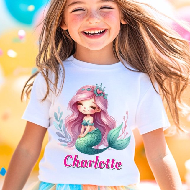 Girls Mermaid individuelle Name T-Shirt (Von Creator hochgeladen)