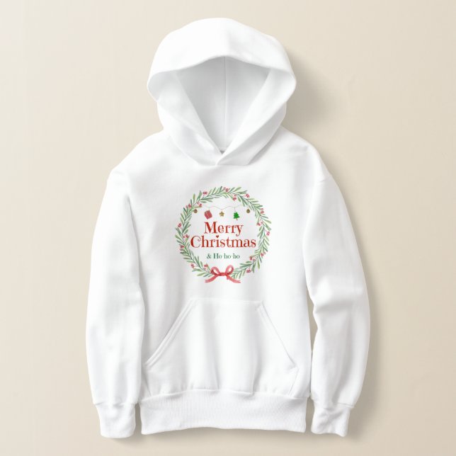 Girls Merry Christmas Hoodie with Pine Branches (Ablage )