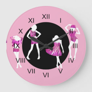 Girls Mode-Modelle mädchenhaft pink Große Wanduhr