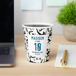 Girls Modern Black Gymnastics Kids 10th Birthday Pappbecher