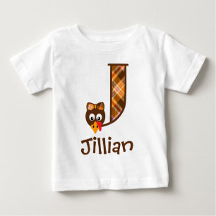 Girls Monogram Turkey Top Erntedank Letter J