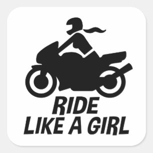 Girls-Motorrad Quadratischer Aufkleber