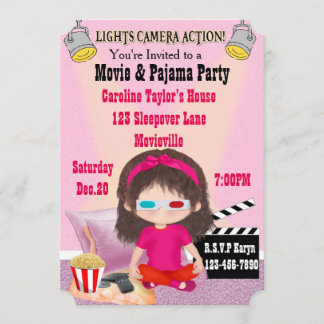 Girls Movie und Pajama Party Invites Einladung