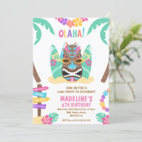 Girls Multicolored Aloha Luau Einladung zum Geburt