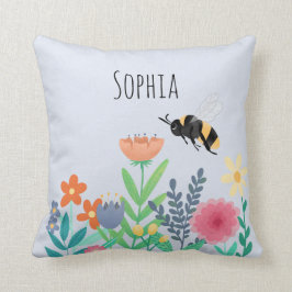 Girls Nature Niedlich Whimsical Bee and Blume Kind Kissen