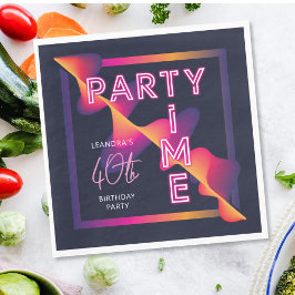 Girls Neon Party Time Birthday Party Serviette