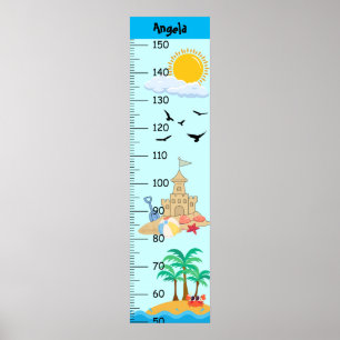 Girls Niedlich Beach Growth Chart Metric Poster