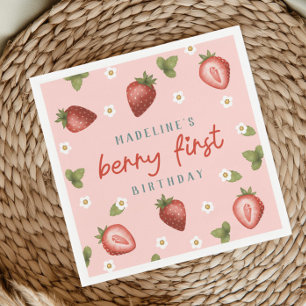 Girls Niedlich Berry Erster Sommer Kinder 1 Geburt Serviette