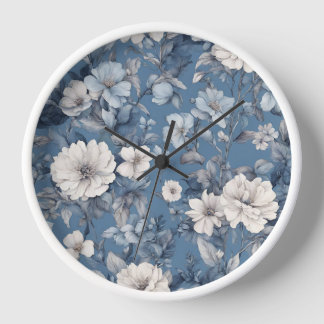 Girls Niedlich Blue Floral Botanical Uhr
