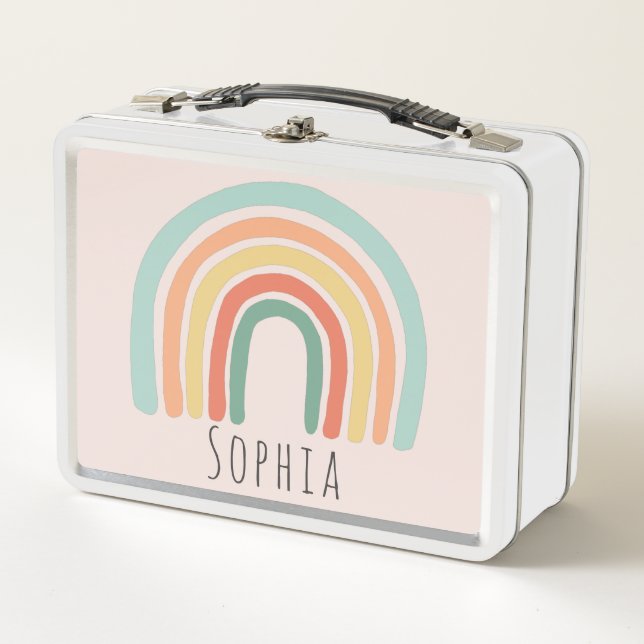 Girls Niedlich Boho Rainbow Kids School Metall Brotdose (Vorderseite)