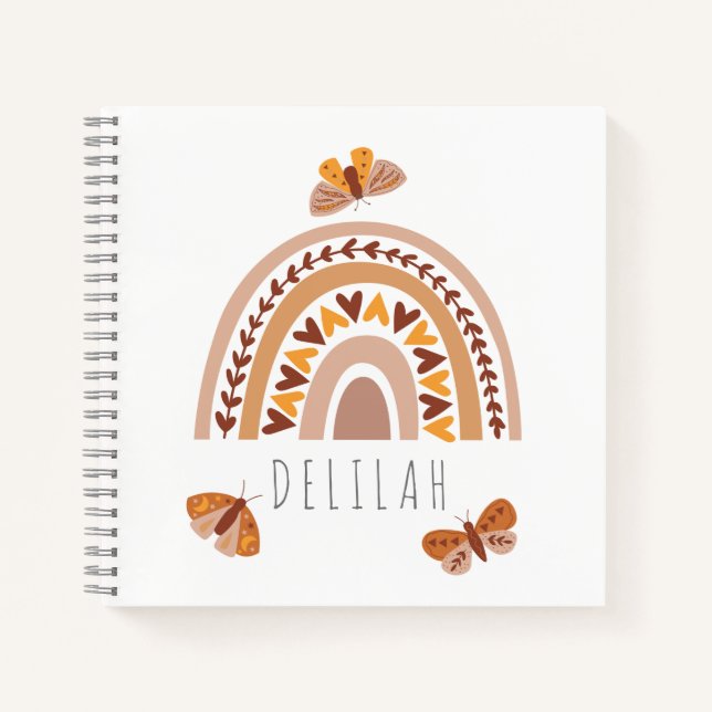 Girls Niedlich Boho Rainbow Kinder Individuelle Na Notizbuch (Vorderseite)