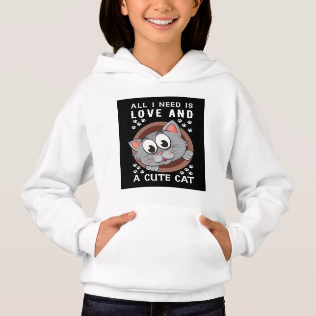 Girls Niedlich Cat Pullover Hoodies & Sweatshirts (Vorderseite)