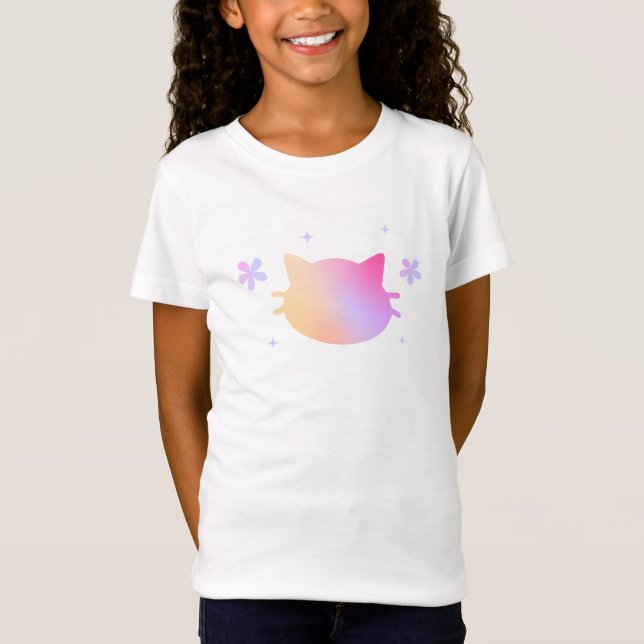 Girls Niedlich Colorful Cat T - Shirt (Vorderseite)