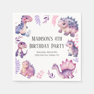 Girls Niedlich Dinosaur Themed Geburtstagsparty Serviette