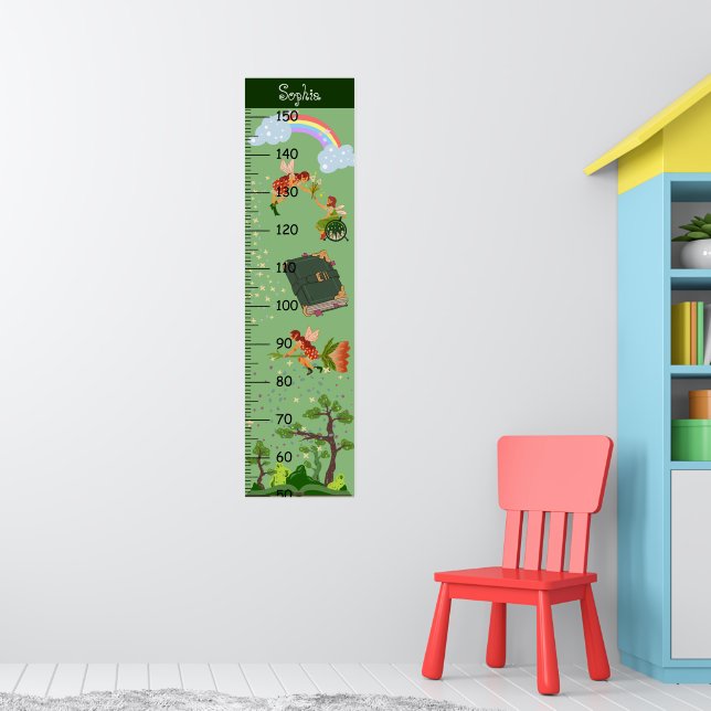 Girls Niedlich Fairy Growth Chart Metric Poster (Kinderzimmer 1)