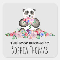 Girls Niedlich Floral Watercolor Panda Name Buchze