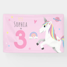 Girls Niedlich Girly Pink Unicorn Kindergeburtstag Banner