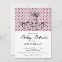 Girls Niedlich Kitten Lila Babydusche Einladung