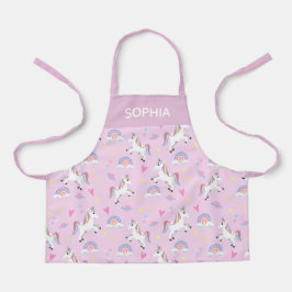 Girls Niedlich Magical Pink Unicorn Muster Kinder Schürze