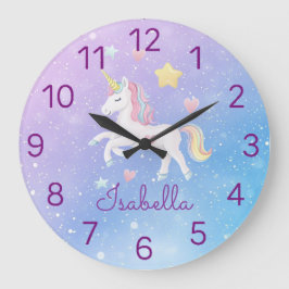 Girls Niedlich Magical Unicorn Personalisiert Große Wanduhr