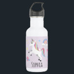 Girls Niedlich Magical Unicorn, Rainbow & Stars Ki Edelstahlflasche<br><div class="desc">Dieses skurrile und niedliche Kinderwasser-Flaschendesign besticht durch ein magisches Einhorn mit Regenbogen,  Sternen,  Planeten und Prinzessin-Krone,  wo Sie Ihren Mädchennamen in wunderschöner Typografie hinzufügen können. Das perfekte lila magische "Back-to-School" Geschenk für Ihr Kind.</div>