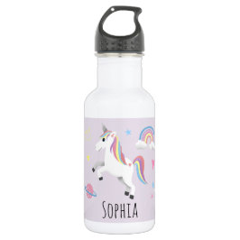 Girls Niedlich Magical Unicorn, Rainbow & Stars Ki Edelstahlflasche