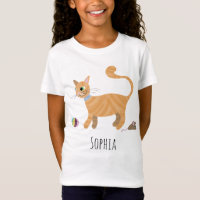 Girls Niedlich Orange Ginger Tabby Cat & Name