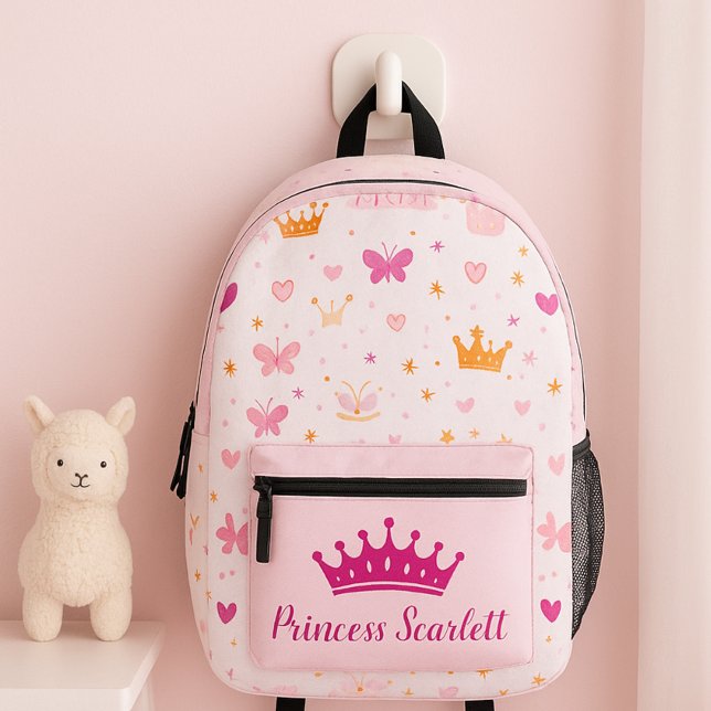Girls Niedlich Personalisiert Princess Crown Backp Bedruckter Rucksack (Von Creator hochgeladen)