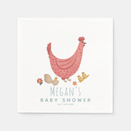 Girls Niedlich Pink Farm Chicken Baby Dusche Serviette