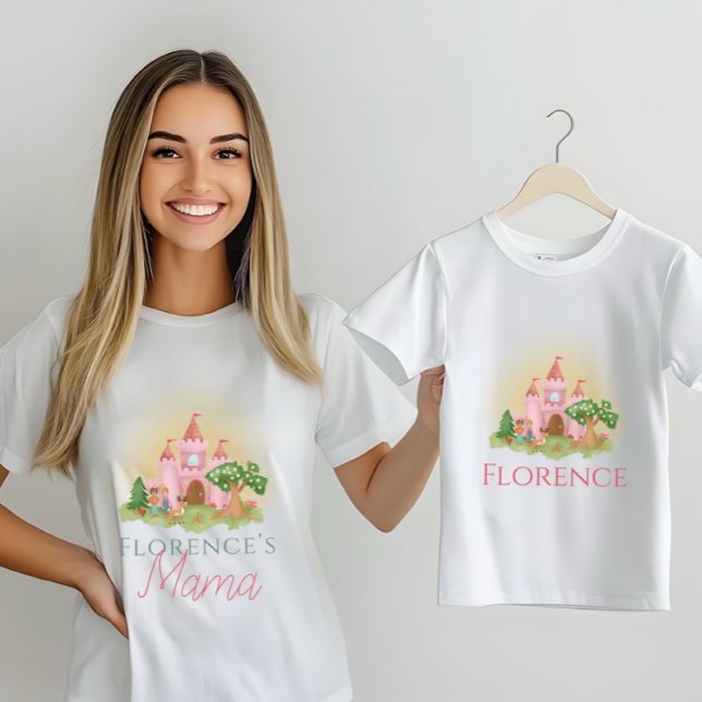 Girls Niedlich Pink Princess Burg Mama T-Shirt (Von Creator hochgeladen)