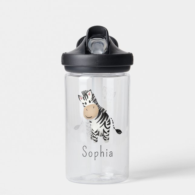 Girls Niedlich Safari Zebra Kinderschule Trinkflasche (Vorne)