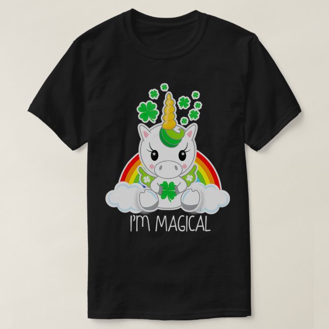Girls Niedlich Unicorn Im Magical Gift St Patrick T-Shirt (Design vorne)