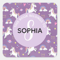 Girls Niedlich Unicorn Muster und Name Kids Buchze
