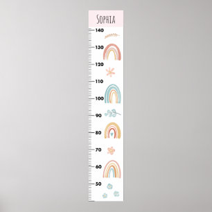 Girls Niedlich Watercolor Boho Rainbow Growth Char Poster
