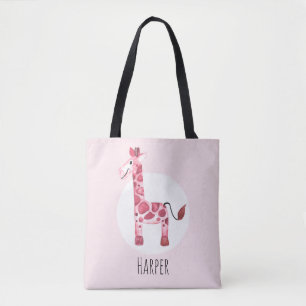 Girl's Niedlich Watercolor Giraffe Safari Name