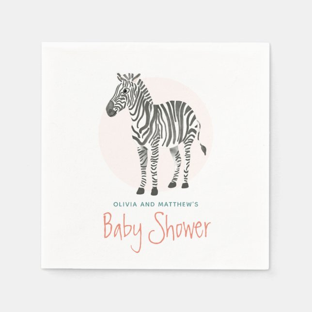 Girls Niedlich Zebra Safari Baby Shower Serviette (Vorderseite)